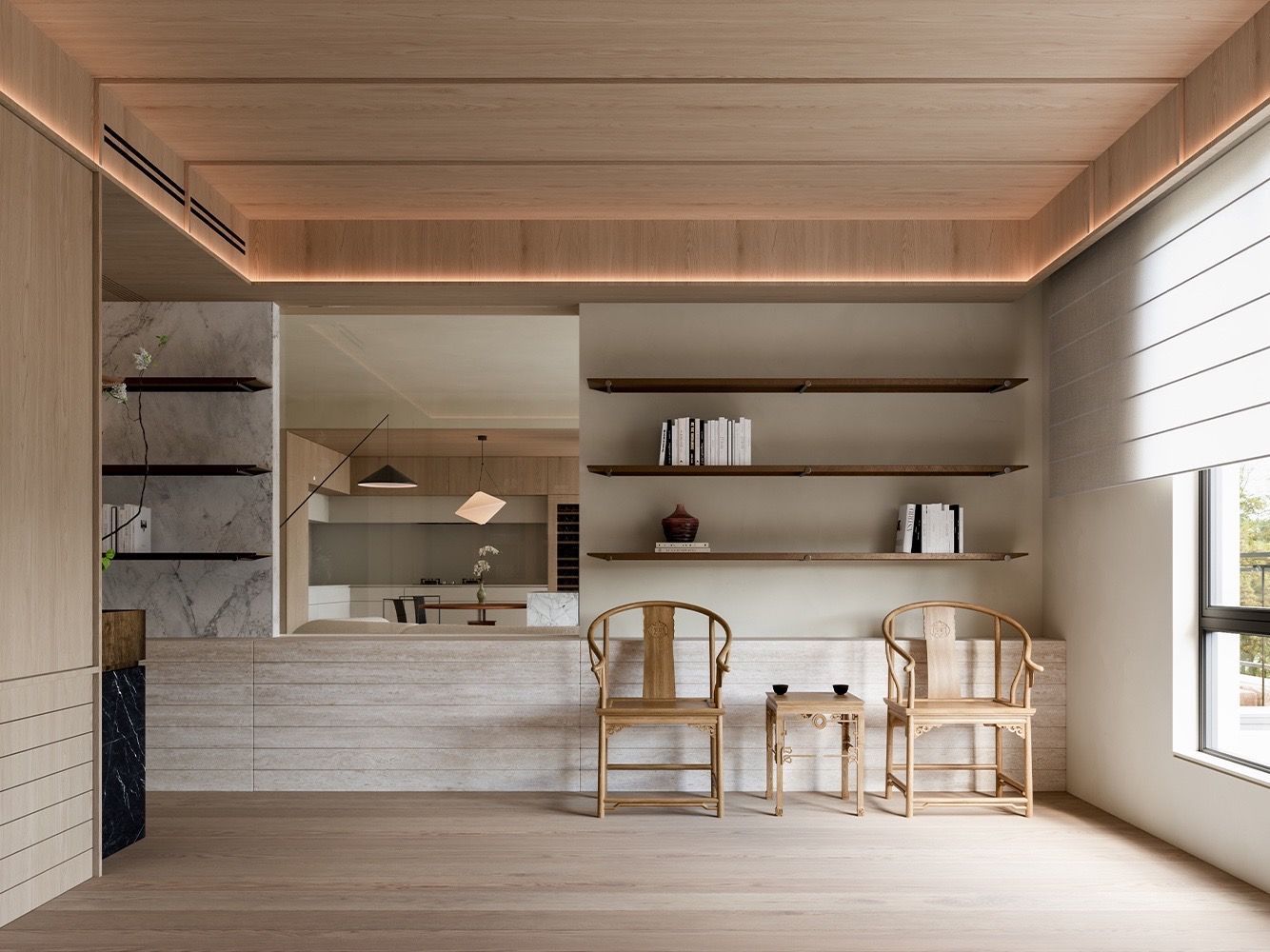 Warm Wood Minimalist Apartment Design | Natural Style Flat Interior - 11